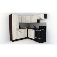 Bucatarie de Colt GENA NEW 10 ST. 190-200, Fara Corp de Cuptor, Wenge / Decor K001